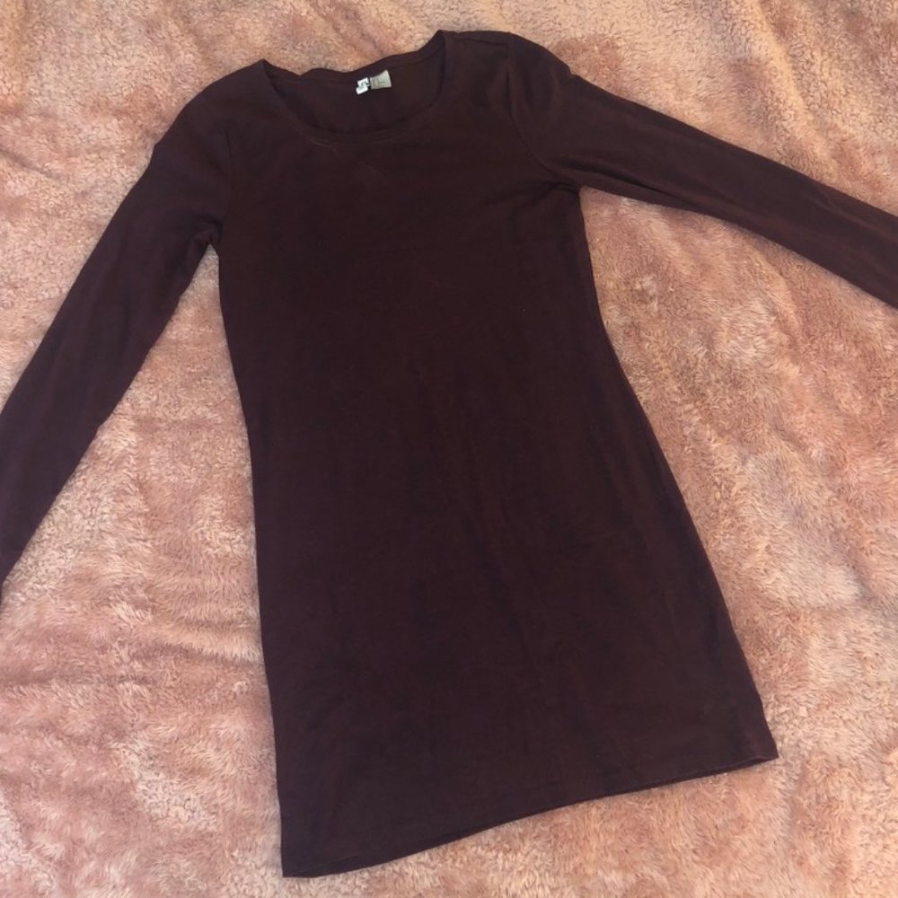 Maroon Long Sleeve Bodycon Dress